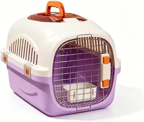Cat Carrier Airline Approved, Portable Pet Travel Crate with Anti-Stress Design for Cats & Small Dogs, Car Safe Kennel with Top Window (Purple)