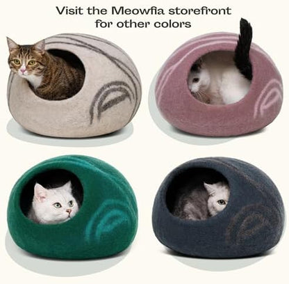 MEOWFIA Cat Cave - Merino Wool Bed for Indoor Cats (Light Gray, Large)
