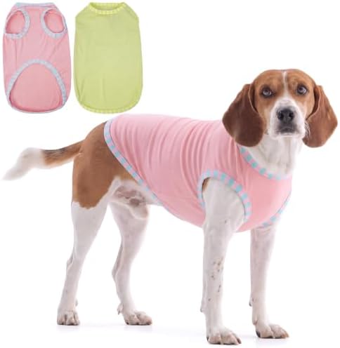 IECOii 2 Pack Dog Surgery Recovery Shirt Sleeveless Lightweight Dog Tshirt