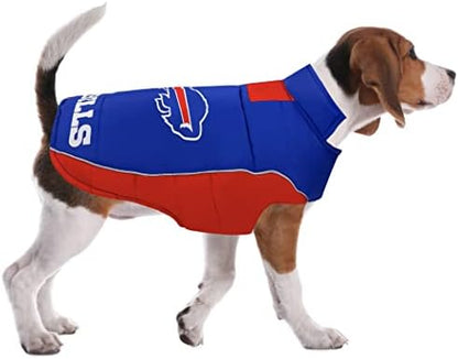 NFL Buffalo Bills Puffer Vest for Dogs & Cats, Size Large. Warm, Cozy, and Waterproof Dog Coat, for Small and Large Dogs/Cats. Best NFL Licensed PET Warming Sports Jacket