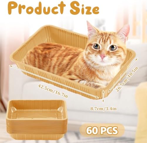 Tessco for You 60 Pack Disposable Litter Boxes for Cats,Light Brown