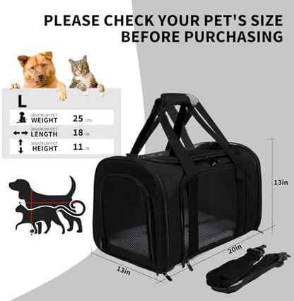Carriers Soft-Sided Pet Carrier for Cats Dogs Under 15 lbs,TSA Airline Approved with 4 Ventilated Windows(Medium,Black)