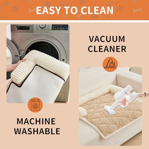 HAOMAIJIA Dog Couch Bed for Medium Dogs, Non Slip Pet Couch Covers for Sofa Thick Soft Washable Dog Couch Cover Protector All Seasons Universal Dogs and Cats Bed Mat (Khaki, Medium)
