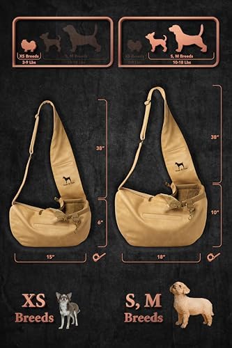 Noah & Paw Dog Sling Carrier for Small Dogs 5-18lb, Cat Carrier, Pet Sling with Adjustable Padded Strap, Vegan Leather Lined with Fur, 3X Safety Feature, Machine Washable