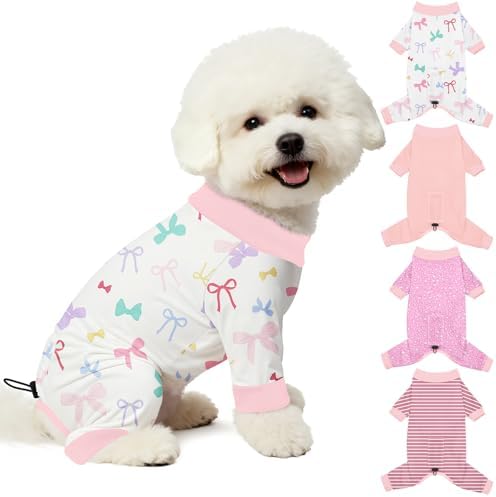 Bienbee Dog Pajamas, 4 Pack Adjustable Onesies for Small to Large Dogs M