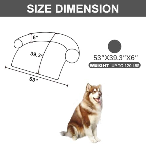 Calming Dogs/Cats Bed Mats, Dog Pad Washable Removable Couch Cover, Plush Long Fur Mat for Pets, Waterproof, Perfect for Small, Medium and Large Dogs and Cats (Dark Gray, 53"x39"x 6.0")