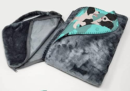 Caroline's Treasures MLM1025TBLT Border Collie Soft Travel Blanket with Bag Airplane Blanket, Indoor Outdoor Camping Blanket for Traveling, Picnics, Beach Trips, Concerts