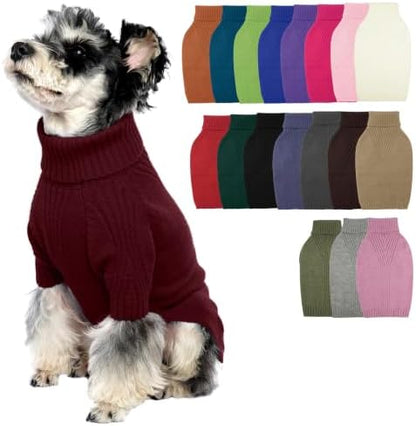 Turtleneck Dog Sweater,Thermal Knitted Sweater for Small Dogs Girl Boy, M