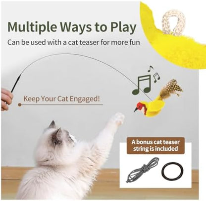 Interactive Chirping Cat Toys with Catnip and Feather,3.5'',2Pcs