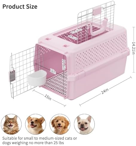 RIZZARI Hard-Sided Dog Carrier: 24" Travel Crate for Medium Dogs & Cats