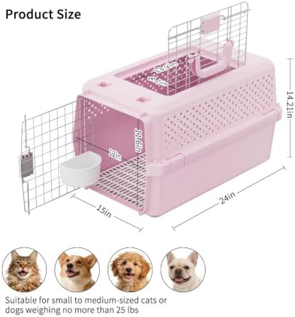 RIZZARI Hard-Sided Dog Carrier: 24" Travel Crate for Medium Dogs & Cats