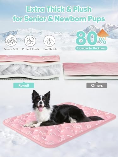 Rywell Dog Cooling Mat 2.0,Soft Blush Pink, 36" x 27" Thick & Durable Cooling Mat for Dogs, Long-Lasting Cool with Waterproof & Color-Changing Arc-Chill Tech (Q-Max>0.5) Washable,&Non-Toxic