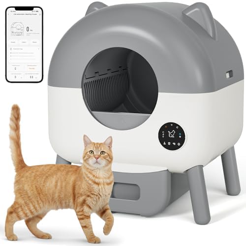 Greesum Fully Enclosed Self-Cleaning Cat Litter Box, 76L Large Capacity