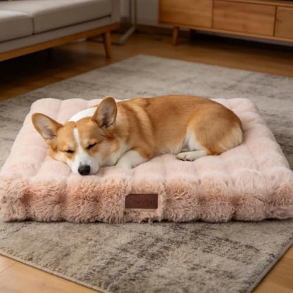 Washable Orthopedic Dog Bed Medium Size Dog, 30"x20" Light Khaki