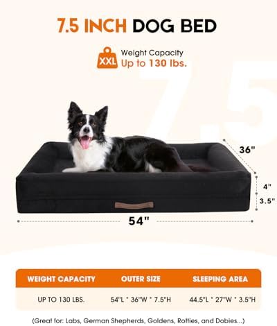 Upvilla Orthopedic Dog Bed XXL, Four-Sided Dog Sofa, Washable Cover, Black