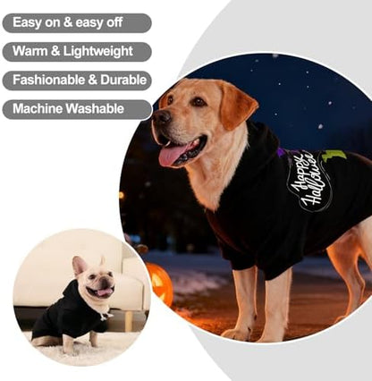 EXPAWLORER Dog Hoodies for Small Medium Large Dogs,Halloween Theme Black L