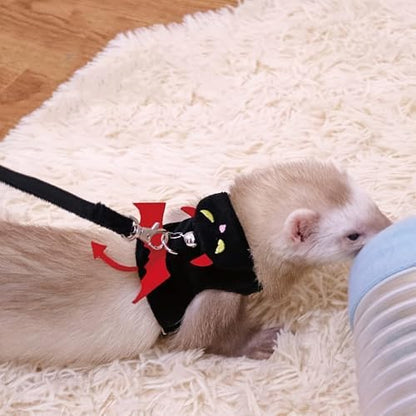Small Animal Harness and Leash Set, Adjustable Escape Proof Ferret Harness Vest for Adult Ferret, Meerkat, King Squirrel & Fancy Rat, Soft Comfortable Pet Walking Harness with Leash