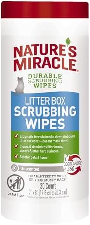 Nature's Miracle Cat Litter Box Scrubbing Wipes, Enzymatic Formula, 30 Ct