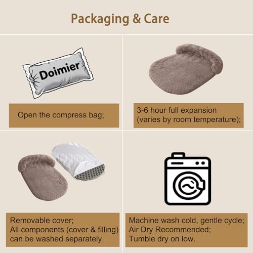 Orthopedic Dog Bed with Egg-Crate Base, Calming Dog Beds Fluffy Plush Faux Fur with Raised Edges, Spine Friendly Pet Sleeping Mat for Medium Large Dogs, Machine Washable (Oval, Brown 40"x30")