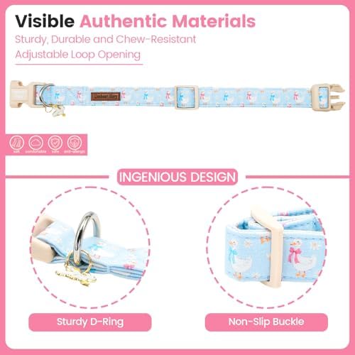 Lionheart glory Dog Collar - Spring Cute Dog Collars Sturdy Adjustable Soft Collar Blue Ducky Pattern for Small Dogs Puppy Male Female Holiday Pet Collars