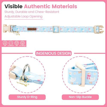 Lionheart glory Dog Collar - Spring Cute Dog Collars Sturdy Adjustable Soft Collar Blue Ducky Pattern for Small Dogs Puppy Male Female Holiday Pet Collars