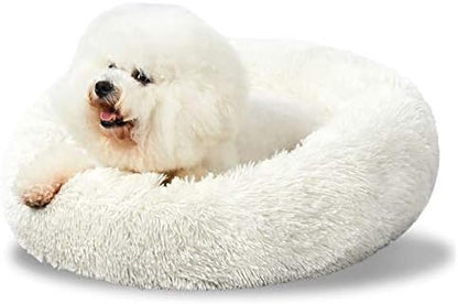 Washable Dog Round Bed - Medium Donut Dog Bed, Comfy Calming Cuddler