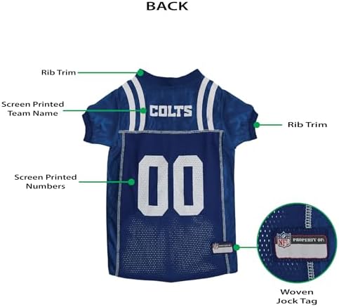 Pets First NFL Indianapolis Colts Dog Jersey, Size Small, Football Shirt Costume for Pet, Dog Sports T-Shirt, NFL Team Clothing for Cats, Licensed Pet Apparel Available in 7 Sizes and 32 Teams