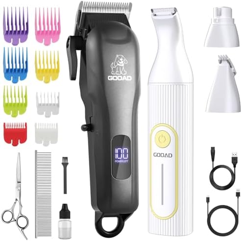 Dog Clippers Grooming Kit with Paw Trimmer for Thick/Matted/Knotted/Hair