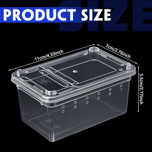 Irenare 8 Pcs Reptile Breeding Box Plastic Spider Terrarium Tarantula Feeding Box for Bearded Dragon Lizard Spider Gecko Scorpion(Vent Holes,Clear,4.33 x 2.76 x 2.95 Inch)