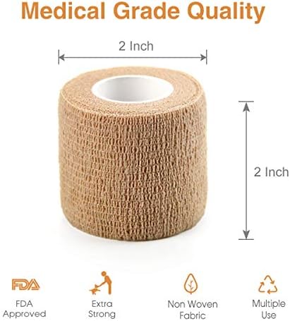 AUPCON Vet Wrap Cohesive Bandages Bulk Self Adhesive Bandage Wrap Self Adherent Wrap Non-Woven for Dogs Pet Animals & Ankle Sprains & Swelling 2 Inch x 5 Yards (2 Inch Mixed Claw)
