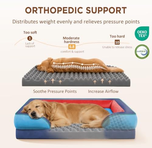 Comfort Expression Orthopedic Dog Bed for Extra Large Dogs with Bolster