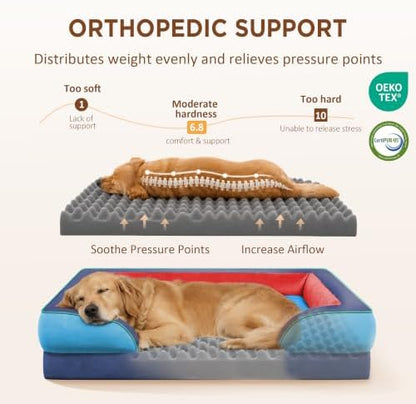 Comfort Expression Orthopedic Dog Bed for Extra Large Dogs with Bolster