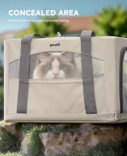 Pecute Cat Carrier Stable, Pet Carrier with Privacy Partition,Beige