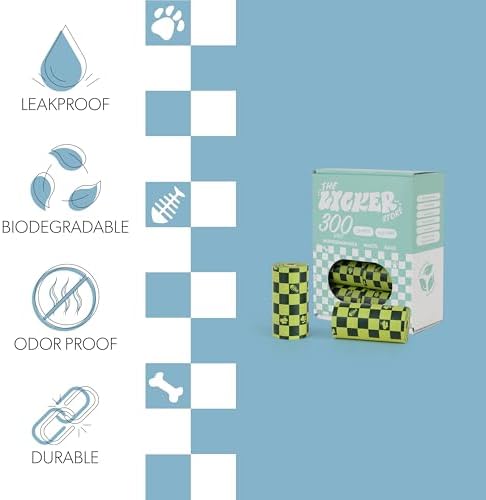 WBG1000B-20SET 13 in. x 9 in. Extra Thick Leak Proof Unscented Dog Poop Bags, Green (300 Count, 20-Rolls)