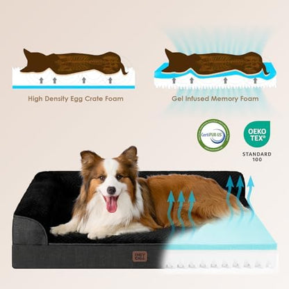 EHEYCIGA XL Dog Bed Memory Foam for Crate, Extra Large Dog Bed Orthopedic with Washable Removable Cover, Waterproof Pet Sofa Couch XLarge Size Dogs, 41x27x6.5, Black