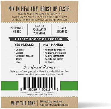 The Honest Kitchen Bone Broth Pour Overs Chicken Stew Dog Food Topper, Human Grade Wet Meal Enhancer with Bone Broth & Chicken, Adds Flavor & Hydration to Kibble for Picky Eaters, 12 Pack 5.5 oz