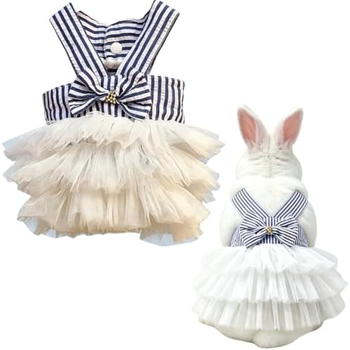Bunny Dress Rabbit Tutu Skirt Holiday Outfit for Ferret (White,XL)