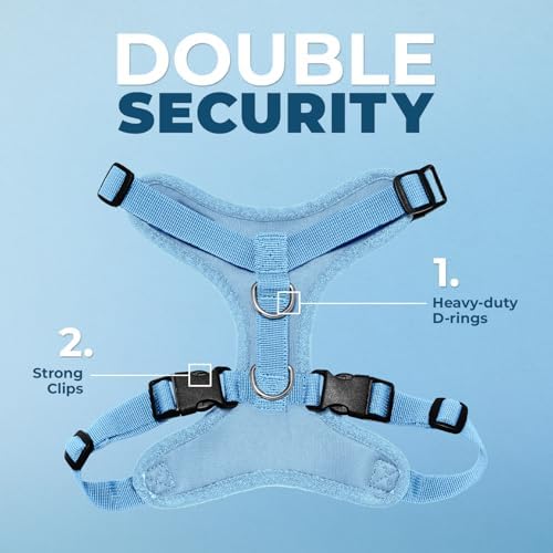 Best Pet Supplies Voyager Step-in Lock Pet Harness w Reflective Pet Leash Combo Set with Neoprene Handle 5ft - Supports Small, Medium and Large Breed Puppies/Cats - Baby Blue, S