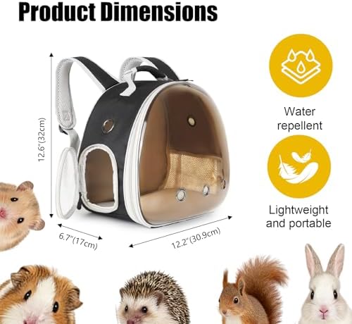 Portable Guinea Pig Backpack, Polarized Bubble Backpack for Small Animals Travel Handbag Cage for Kitten Rabbit Squirrel Bearded Dragon Turtle Breathable Carrier