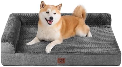 EHEYCIGA Memory Foam Dog Bed Large Size Dogs, Orthopedic Dog Bed Large with Washable Removable Cover, Waterproof Pet Sofa Couch with Nonskid Bottom, 36x27x6, Dark Grey