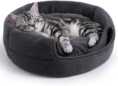 Hollypet Cat Bed Cave for Indoor Cats for Pets up to 15 lbs, Gray