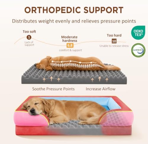 Comfort Expression Orthopedic Dog Bed for Extra Large Dogs with Bolster