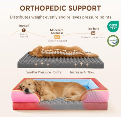 Comfort Expression Orthopedic Dog Bed for Extra Large Dogs with Bolster