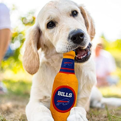 Pets First NFL Buffalo Bills Beer Bottle Plush Dog&CAT Squeak Toy-Cutest Stadium SODA Bottle Snack Plush Toy for Dogs&Cats with Inner Squeaker&Beautiful Football Team Name/Logo 10 x 3 x 3 Inches