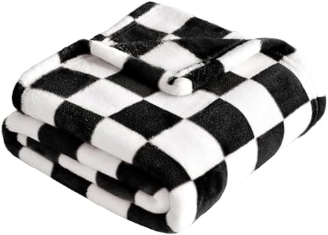 Yurhap Checkered Baby Blanket Fleece Baby Blankets for Boys Girls, Ultra Soft Cozy Fluffy Infant Toddler Newborn Receiving Blankets for Crib Stroller, 30''x40'', Black