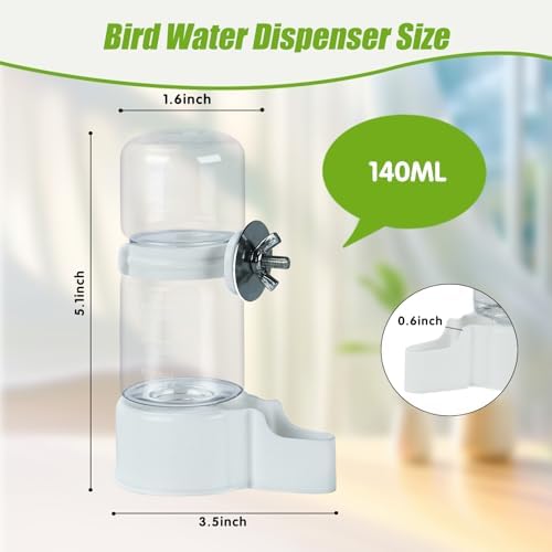 Automatic Bird Cage Water Dispenser, 4.73 oz Parakeet Water Feeder