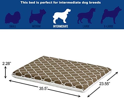 MidWest Homes for Pets Quiet Time Teflon Defender Dog Beds; Pet Beds Designed to Fit Folding Metal Dog Crates, Brown & White Geometric Pattern, 36-Inch