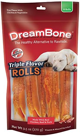 DreamBone Rolls Rawhide-Free Dog Treats with Real Protein, 6 Count