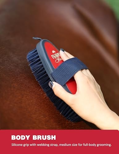 Horse Grooming Kit, 9 Piece Grooming Brush Set with Silicone Curry Comb for Bathing & Shedding Shadowberry