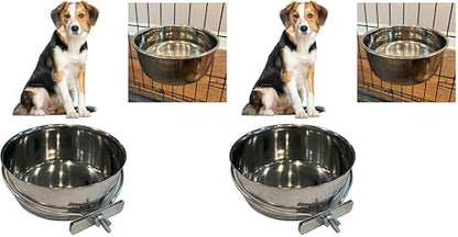 SPOT Coop Cup Bolt Clamp - Stainless Steel Hanging Bowl for Pet Crates, Easy Install, Chew-Proof, Removable Water/Kibble Bowl for Medium Dogs, Cats, Large Birds, Reptiles - 3.75 Cups (30 Oz)